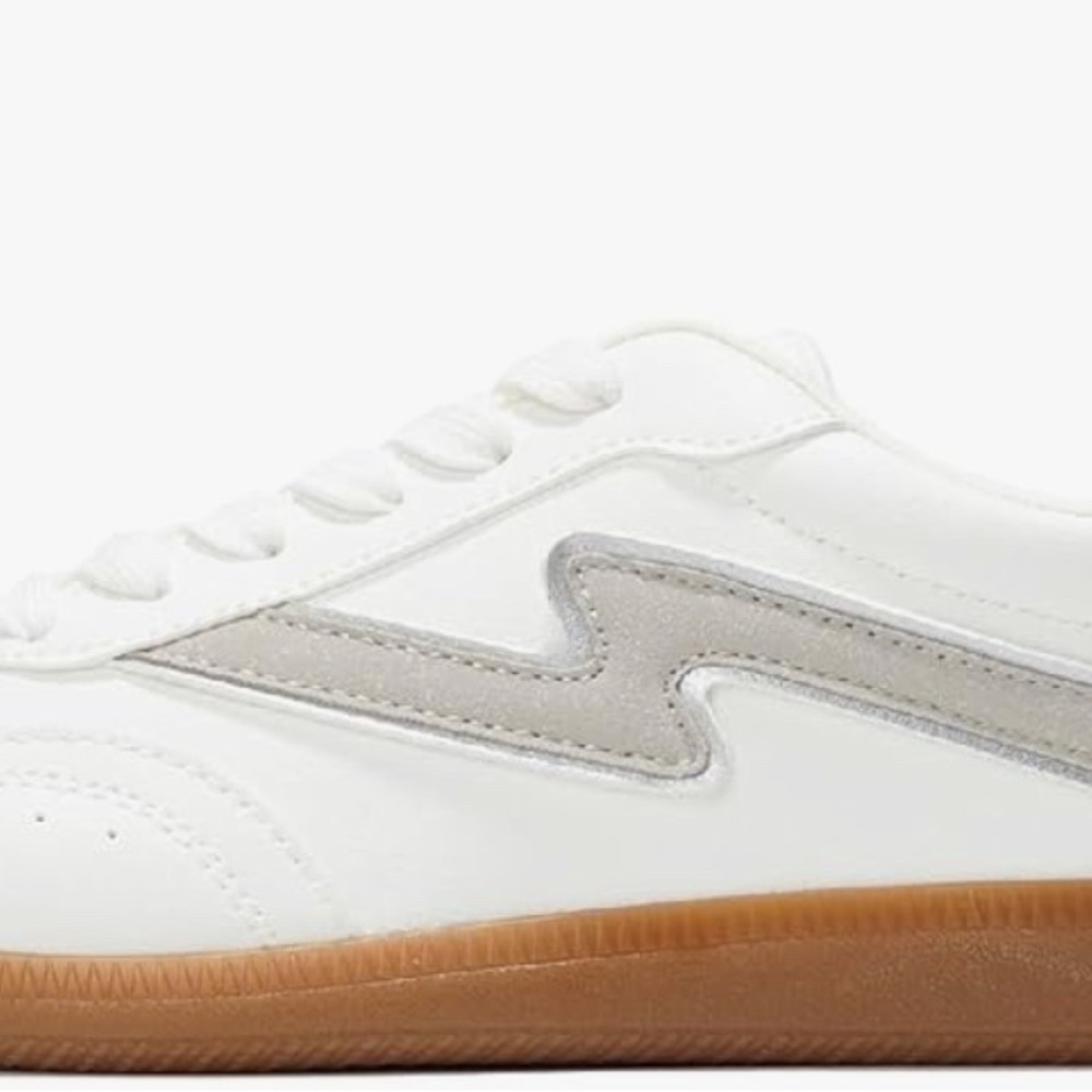 White and Gray Sneakers with Gum Sole SIZE 8 New